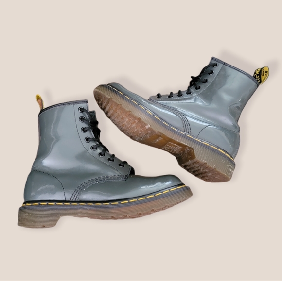 Dr Martens Gray Patent Leather Boots - Picture 4 of 7